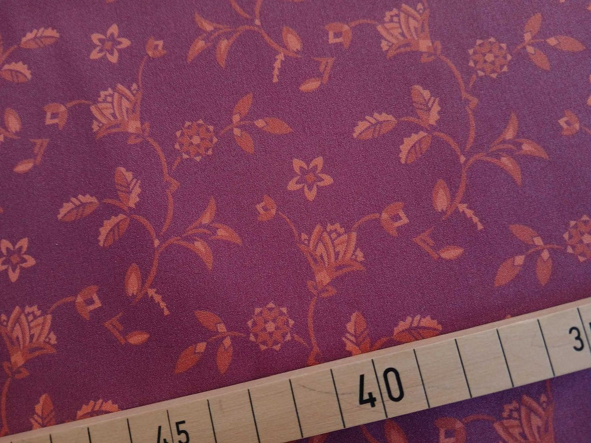 Popeline, Baumwollstoff, Meterware, Disteln, rotviolett/ hellrot/korallenrot, GOTS, bio, Webware, Blusenstoff, Hemdenstoff, Trachten, Patchwork, Dirndl