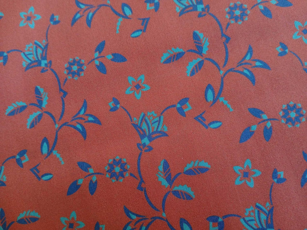 Popeline, Baumwollstoff, Meterware, Disteln, korallenrot/Dunkelblau/türkis, GOTS, bio, Webware, Blusenstoff, Hemdenstoff, Trachten, Patchwork, Dirndl