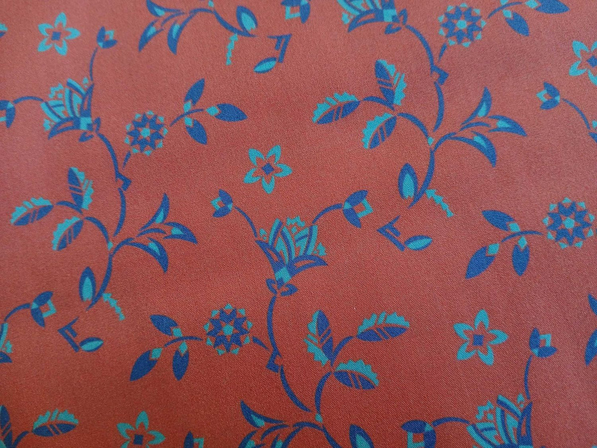 Popeline, Baumwollstoff, Meterware, Disteln, korallenrot/Dunkelblau/türkis, GOTS, bio, Webware, Blusenstoff, Hemdenstoff, Trachten, Patchwork, Dirndl