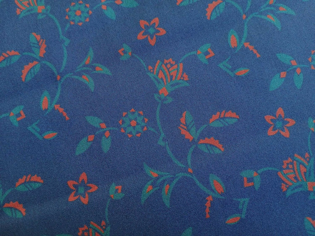 Popeline, Baumwollstoff, Meterware, Disteln, Dunkelblau/korallenrot/ türkis, GOTS, bio, Webware, Blusenstoff, Hemdenstoff, Trachten, Patchwork, Dirndl