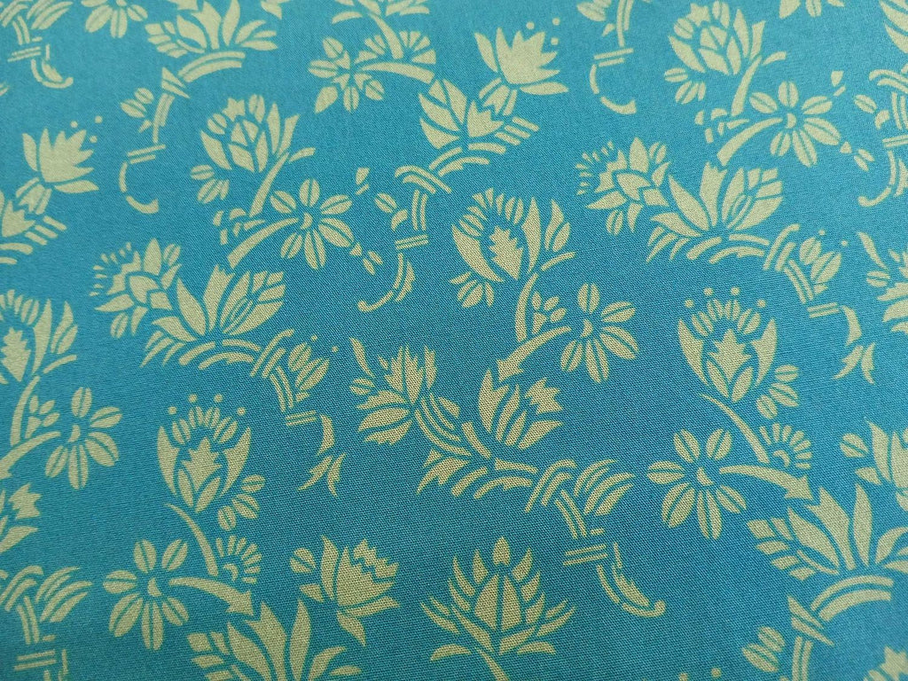Popeline, Baumwollstoff, Meterware, Art deco, Zackenstar, türkis/pistaziengrün, GOTS, bio, Webware, Blusenstoff, Hemdenstoff, Trachten, Patchwork, Dirndl