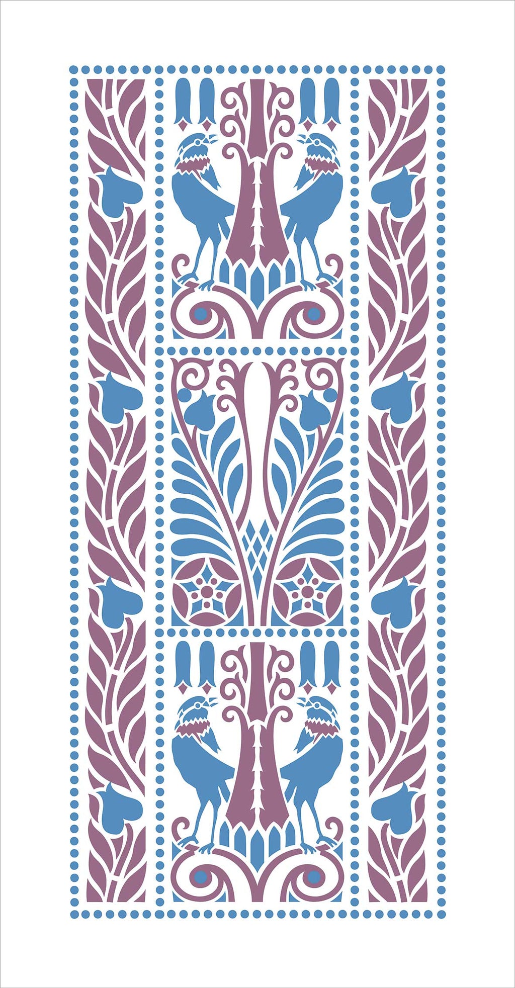 Table runner, ravens, blue-violet, 40cm wide, various lengths, cotton fabric, Art Nouveau, country style, bird, birds