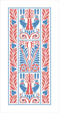 Table runner, ravens, blue-red, 40cm wide, various lengths, birds, bird motif, country style, Art Nouveau, cotton fabric