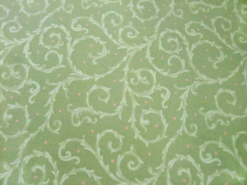 Popeline, Meterware, Baumwollstoff, GOTS, bio, Motiv Dornenhecke, grün-hellgrün, hellrote Pünktchen, Webware, Futterstoff, Blusenstoff, Hemdenstoff, Trachten, Dirndl Patchwork
