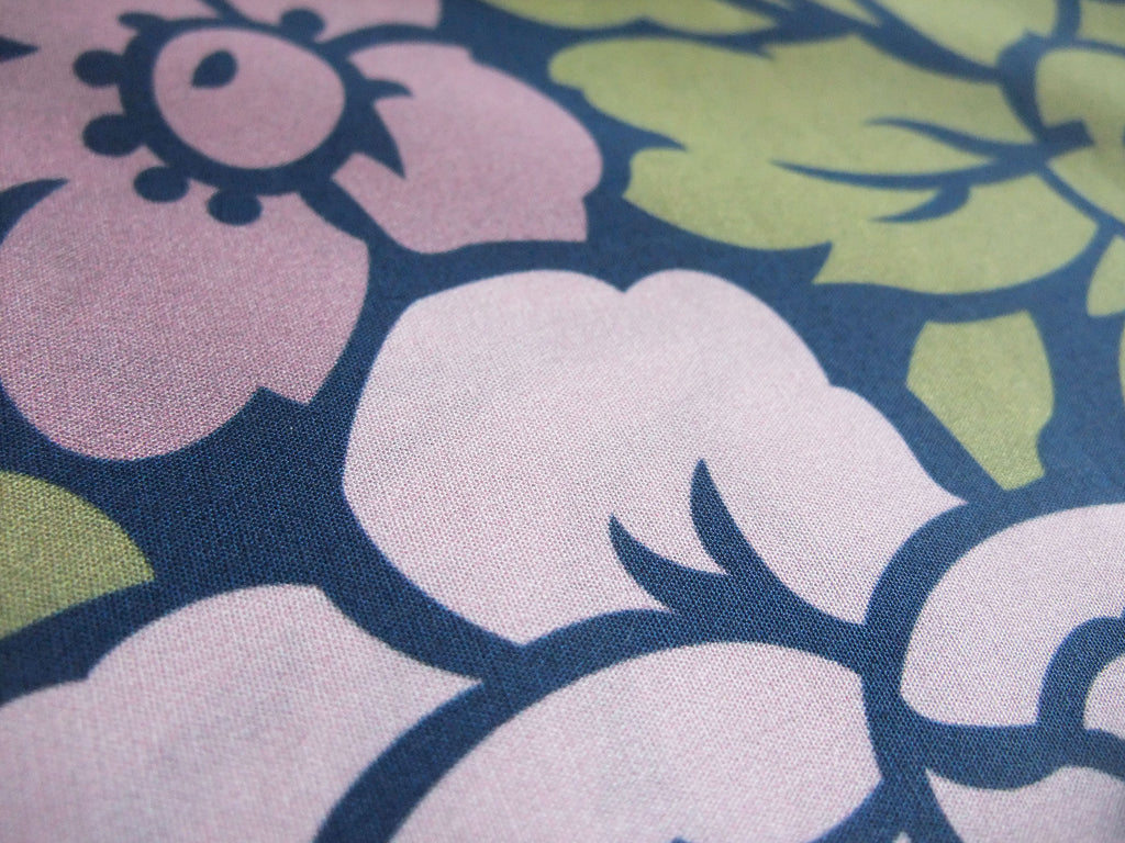 Popeline, Meterware, Baumwollstoff, Bio, Rosen, violett/grün, zweifarbige Blüten, GOTS, Futterstoff, Webware, Trachten, Bluse Hemd Sommerkleid, Patchworkstoff