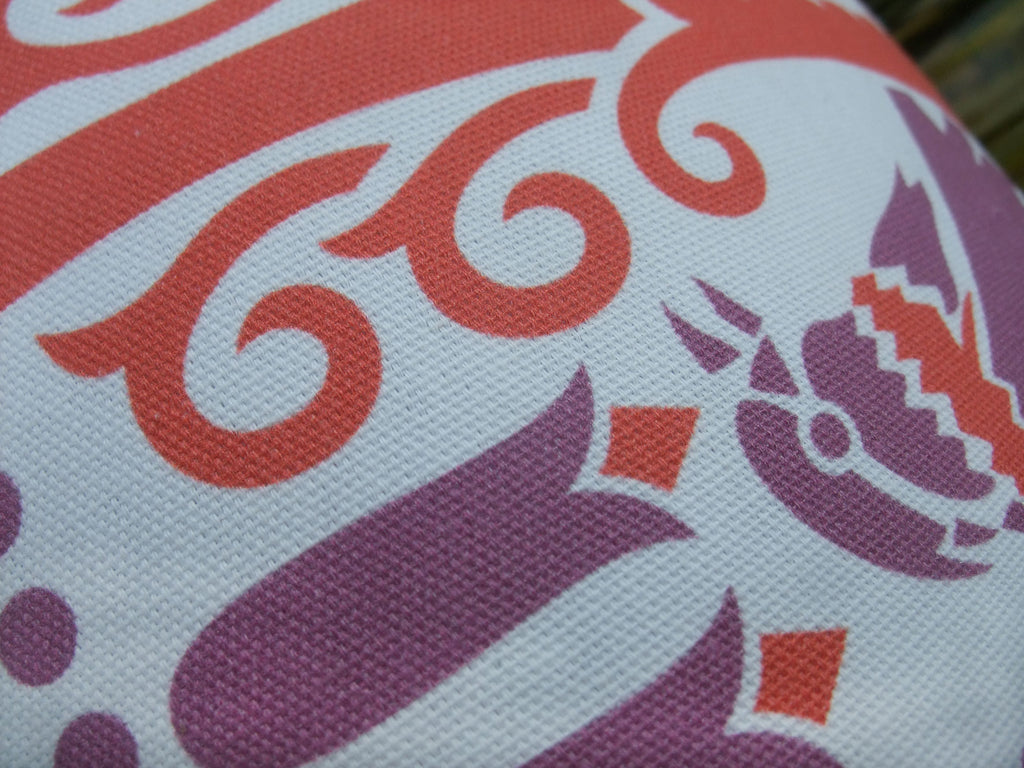 Kissenbezug, Raben, violett-rot, 60x 40 cm, Baumwollstoff, Reißverschluß, Jugendstil, Vögel, Landhausstil, Vogelmotiv