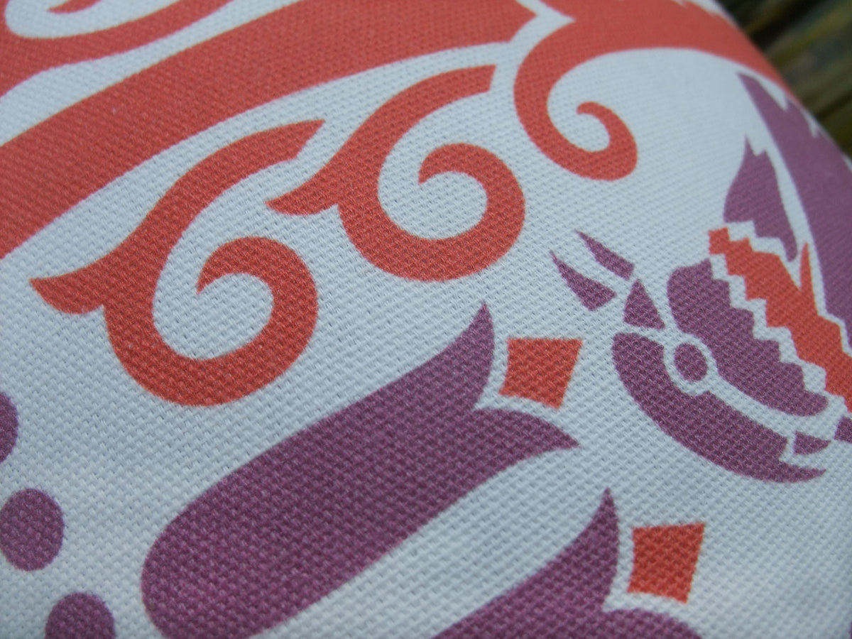 Kissenbezug, Raben, violett-rot, 60x 40 cm, Baumwollstoff, Reißverschluß, Jugendstil, Vögel, Landhausstil, Vogelmotiv