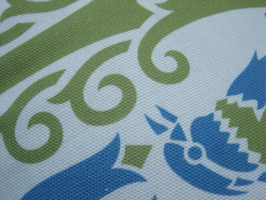 Kissenbezug, Raben, blau-grün, 60x 40 cm, Baumwollstoff, Reißverschluß, Vögel, Vogelmotiv, Jugendstil, Landhausstil