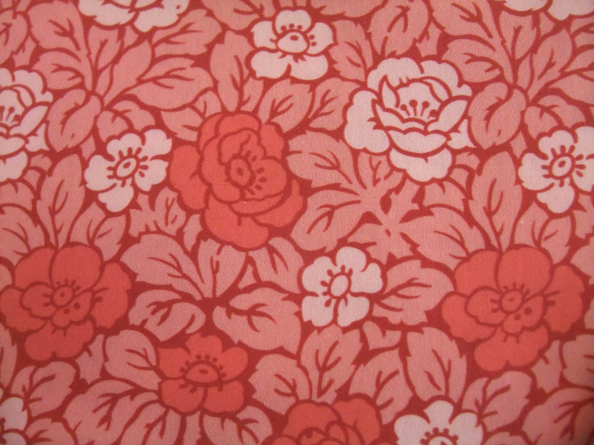 Popeline, Meterware,  Baumwollstoff, Rosenmuster, lachsfarbig, rosa-dunkelrot, zweifarbige Blüten, GOTS, bio, Futterstoff, Webware, Blusen- und Hemdenstoff, Trachten, Patchwork