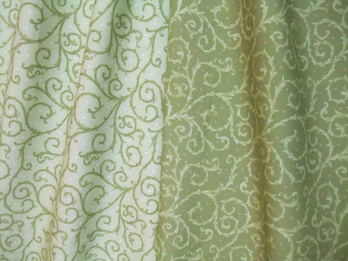 Popeline, Meterware, Baumwollstoff, GOTS, bio, Motiv Dornenhecke, hellgrün-grün, Webware, Futterstoff, Blusenstoff, Hemdenstoff, Patchwork, Trachten, Dirndl