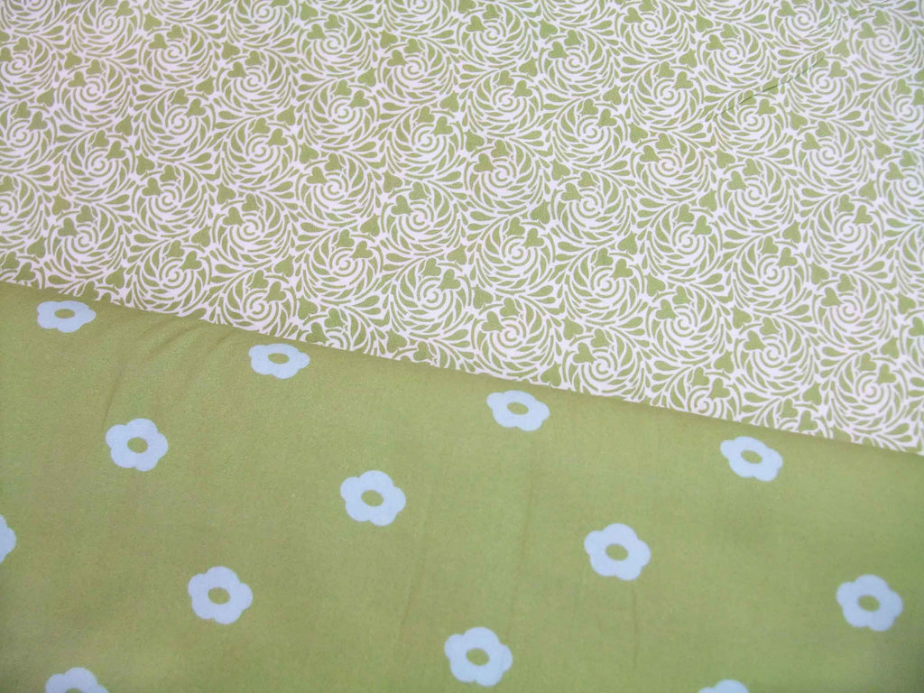Poplin, fabric by the metre, cotton fabric, Raven Meadow design, green, organic, GOTS, vines, heart-shaped flowers, lining fabric, woven fabric, blouse fabric, shirts, traditional costumes, dirndl, patchwork fabric