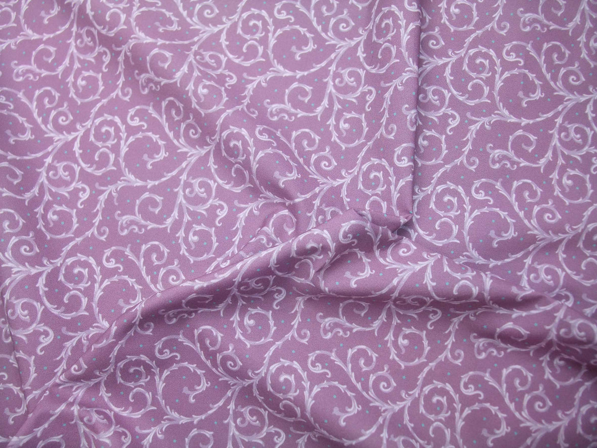 Popeline, Meterware, Baumwollstoff, GOTS, bio,  fliederfarbig-violett, Motiv Dornenhecke, Futterstoff, Webware, Blusenstoff, Hemdenstoff, Trachten, Dirndl, Patchwork