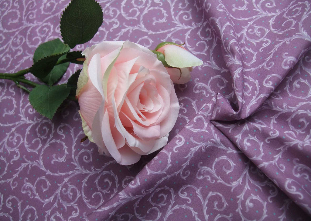 Popeline, Meterware, Baumwollstoff, GOTS, bio,  fliederfarbig-violett, Motiv Dornenhecke, Futterstoff, Webware, Blusenstoff, Hemdenstoff, Trachten, Dirndl, Patchwork