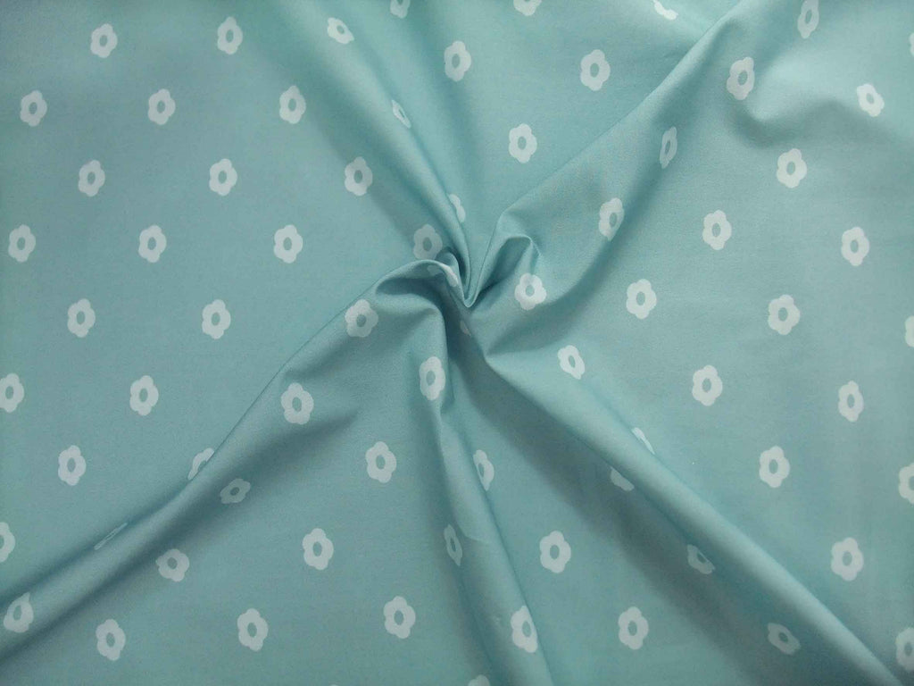 Popeline, Meterware, Baumwollstoff, Motiv Röschen, wasserblau-hellblau, bio, Blümchen, Aqua, Futterstoff, Webware, Patchworkstoff, Baby, Trachten, Dirndl