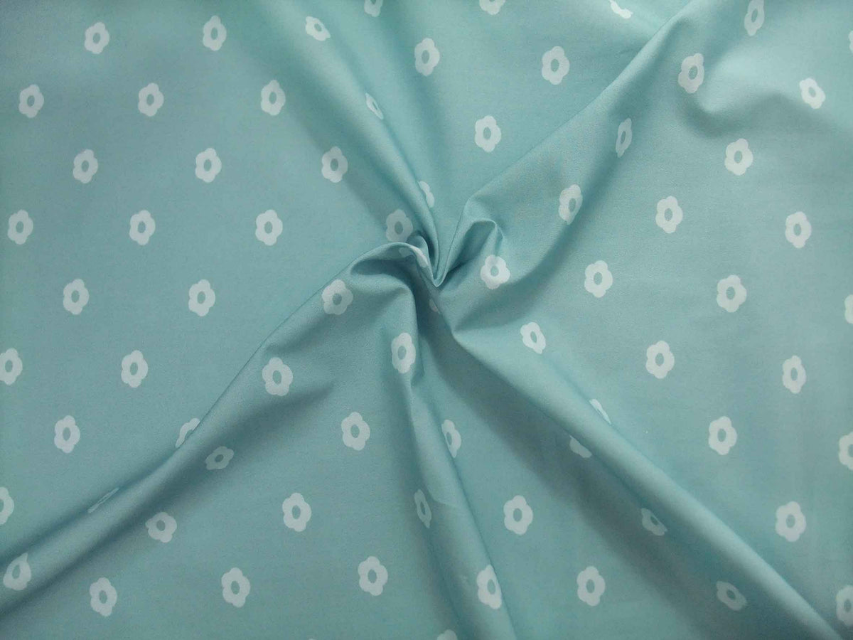 Popeline, Meterware, Baumwollstoff, Motiv Röschen, wasserblau-hellblau, bio, Blümchen, Aqua, Futterstoff, Webware, Patchworkstoff, Baby, Trachten, Dirndl