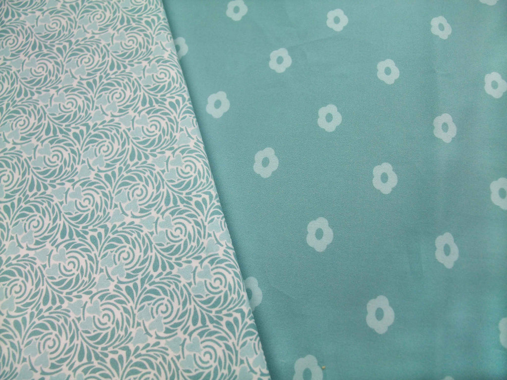 Popeline, Meterware, Baumwollstoff, Motiv Röschen, wasserblau-hellblau, bio, Blümchen, Aqua, Futterstoff, Webware, Patchworkstoff, Baby, Trachten, Dirndl