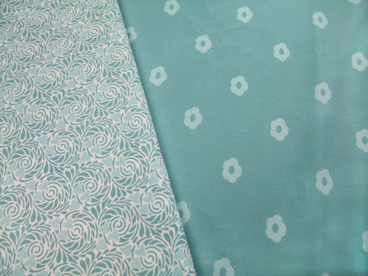 Popeline, Meterware, Baumwollstoff, Motiv Röschen, wasserblau-hellblau, bio, Blümchen, Aqua, Futterstoff, Webware, Patchworkstoff, Baby, Trachten, Dirndl