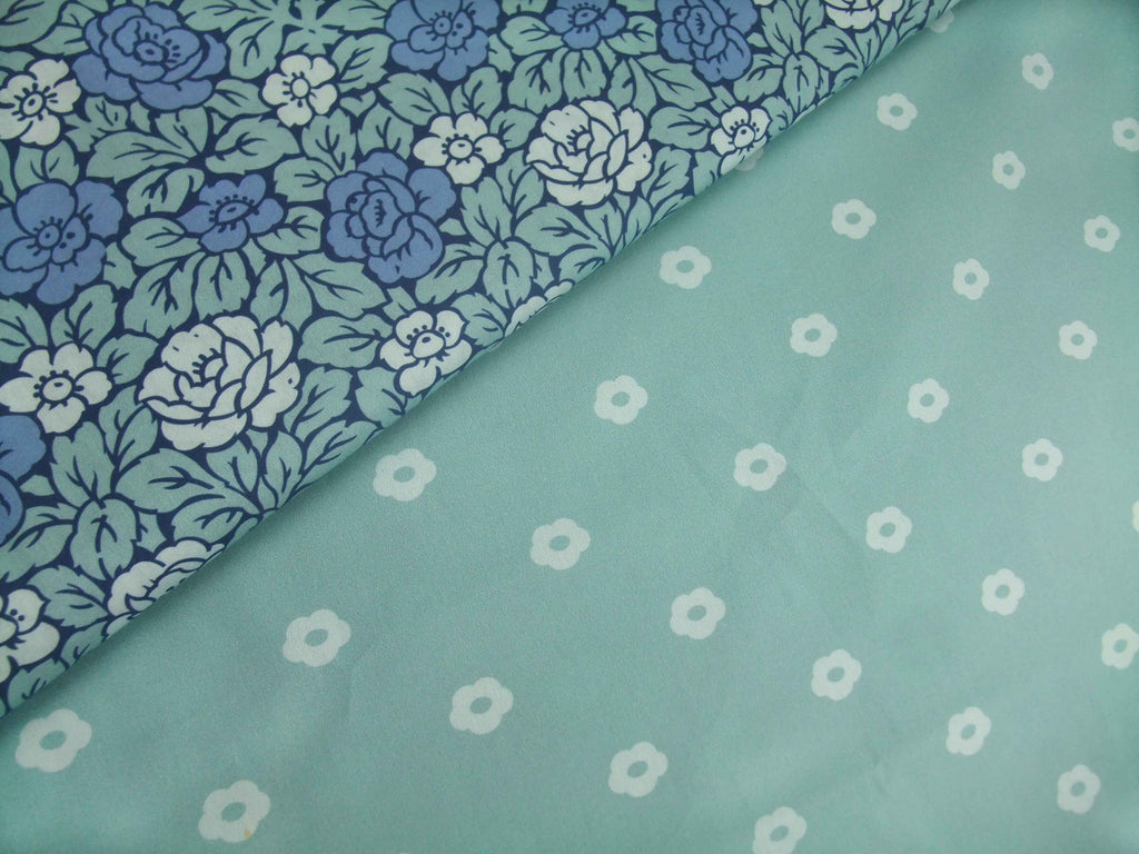 Popeline, Meterware, Baumwollstoff, Motiv Röschen, wasserblau-hellblau, bio, Blümchen, Aqua, Futterstoff, Webware, Patchworkstoff, Baby, Trachten, Dirndl