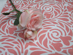 Table runner, Rabenwiese, white-salmon colored, 40cm wide, various lengths
