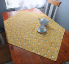 Quadratische Tischdecke, gelb/weiß, Krokusmotiv, Ostern, Frühling, 110x110cm oder 155x155cm