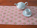 Table runner, 40 x 120cm, crocus motif, pink-light green, Easter
