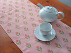 Table runner, 40 x 120cm, crocus motif, pink-light green, Easter