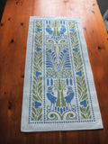 Tischläufer, Raben, Blau-Grün, 40cm breit, verschiedene Längen, Vögel, Vogelmotiv, Jugendstil, Landhausstil, Baumwollstoff