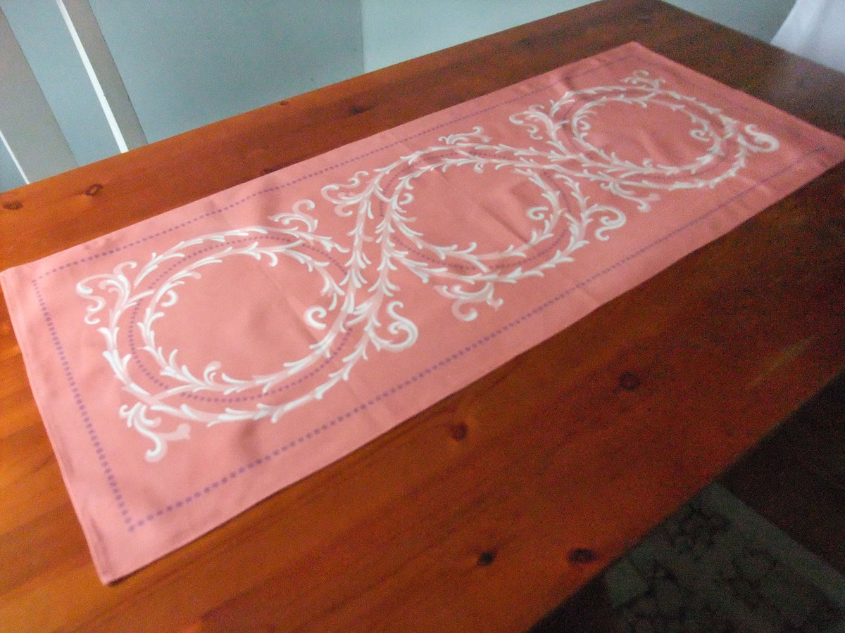 Tischläufer, Dornenhecke, lachsfarbig-rosa, 45cm breit, zwei Längen