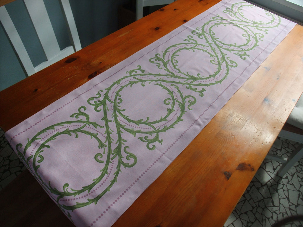 Tischläufer, Dornenhecke, Rosa/grün, 45 cm breit, zwei Längen