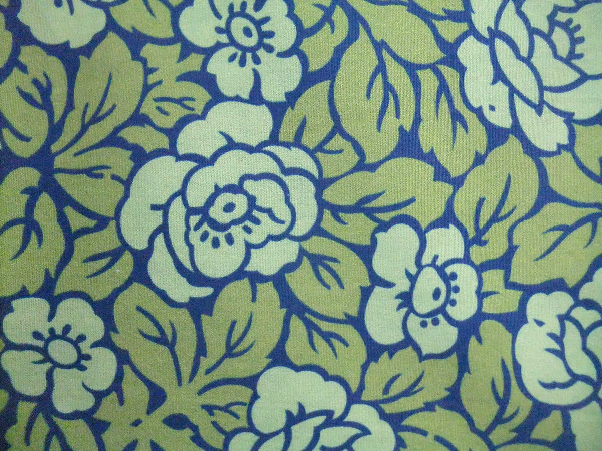 Popeline, Meterware, Baumwollstoff, GOTS, bio, Rosenmuster, grün-hellgrün-navy, Webware, Futterstoff, Blusen Hemd Trachten Dirndl Patchworkstoff