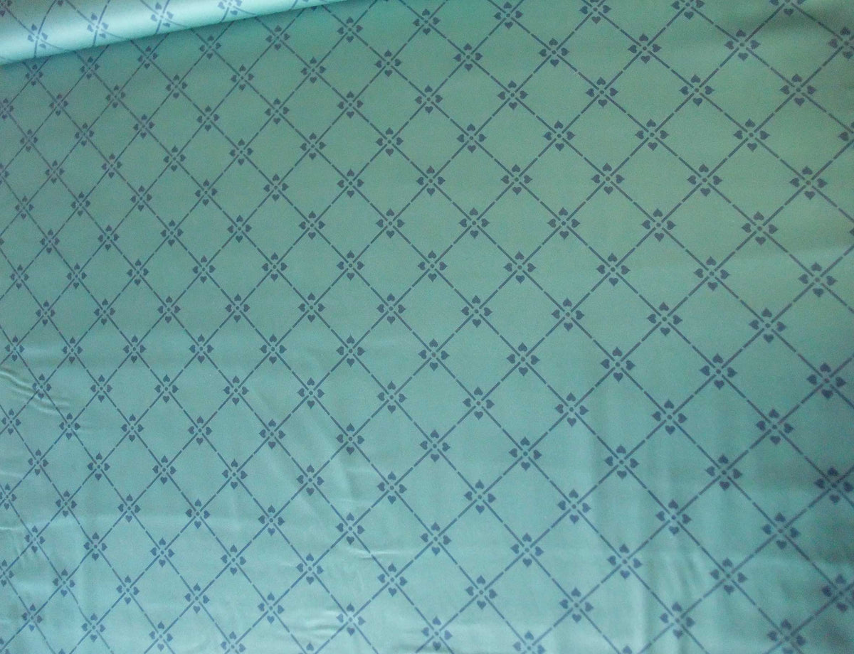 Mako-Satin, Meterware, Motiv Raute, türkis-Blau, geometrisch, Baumwollsatin, glänzend, Trachten, Dirndl, Bettwäsche, elegante Kleider, Kreuzblume, Muster