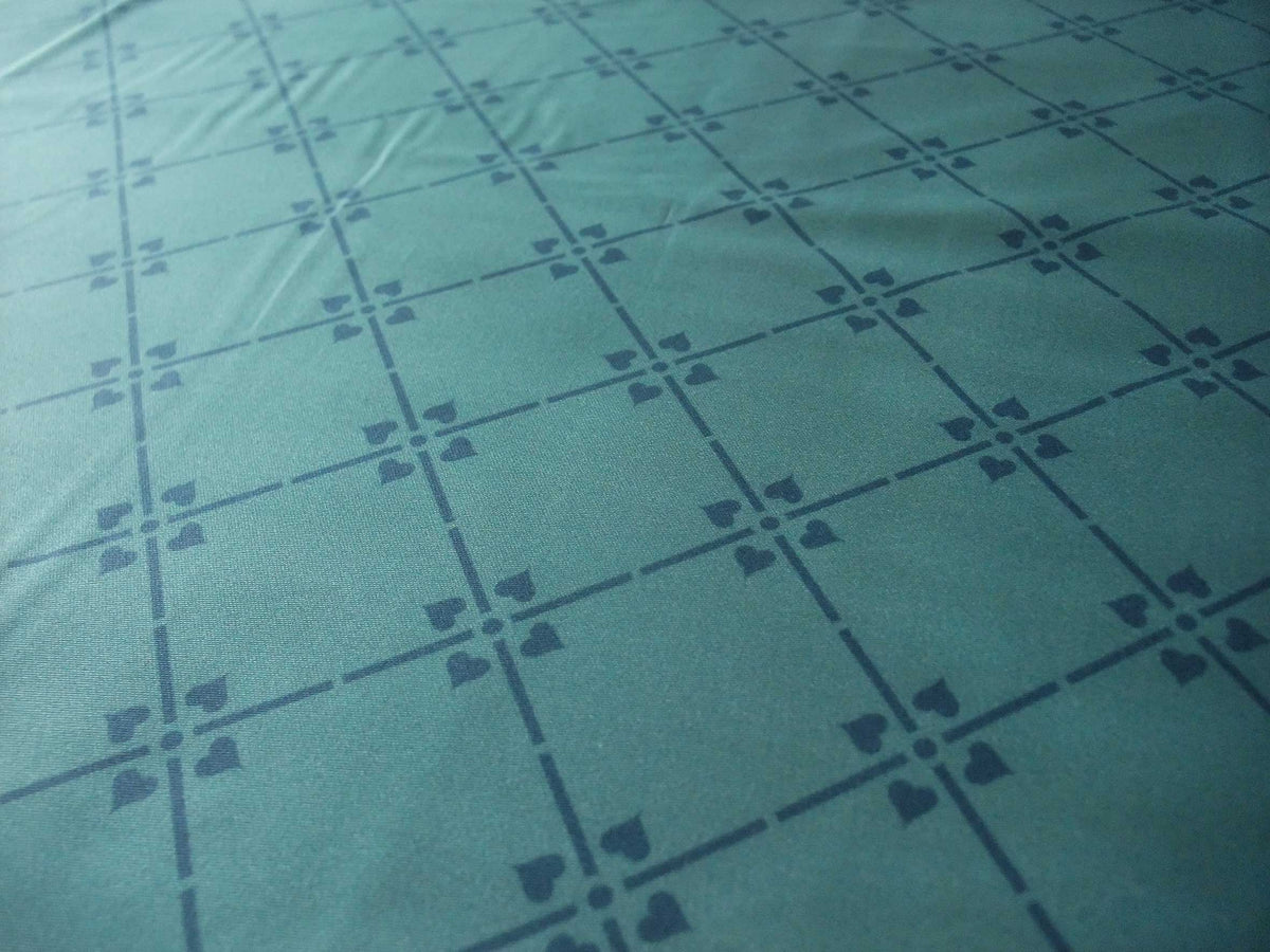 Mako-Satin, Meterware, Motiv Raute, türkis-Blau, geometrisch, Baumwollsatin, glänzend, Trachten, Dirndl, Bettwäsche, elegante Kleider, Kreuzblume, Muster