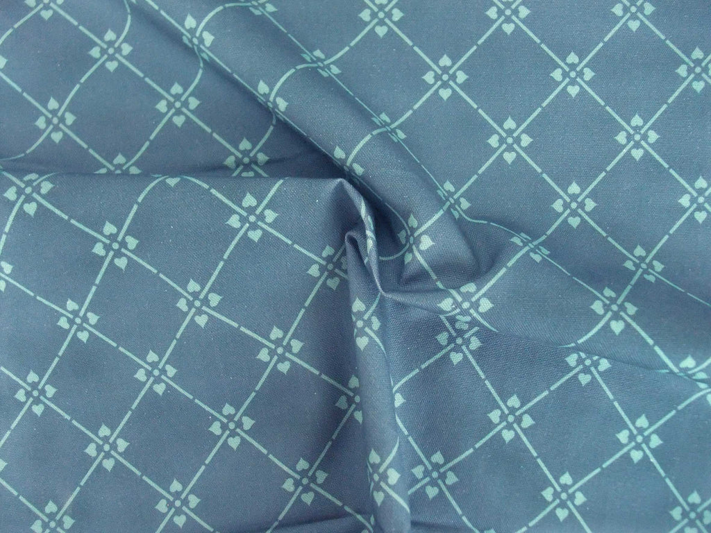 Halbpanama, Meterware, dunkelblau-türkis, Baumwollstoff, Muster "Raute 08", 160cm breit, Kreuzblume, für Taschenprojekte, Tischdecke, Kissen, Trachtenmode