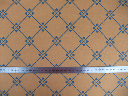 Halbpanama, Meterware, "Raute 07", 160cm breit, hellbraun/dunkelblau, Baumwollstoff, tan-navy, Taschen, Kissen