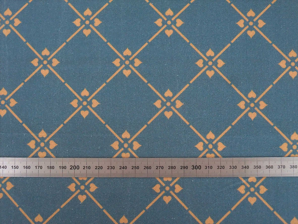 Halbpanama, Meterware, "Raute 07", 160cm breit, dunkelblau/braun, Baumwollstoff, navy-tan, Taschen, Kissen