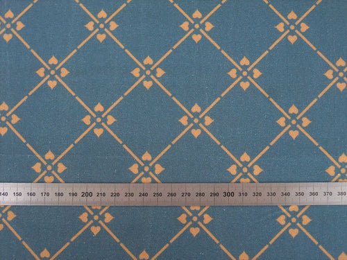 Halbpanama, Meterware, "Raute 07", 160cm breit, dunkelblau/braun, Baumwollstoff, navy-tan, Taschen, Kissen