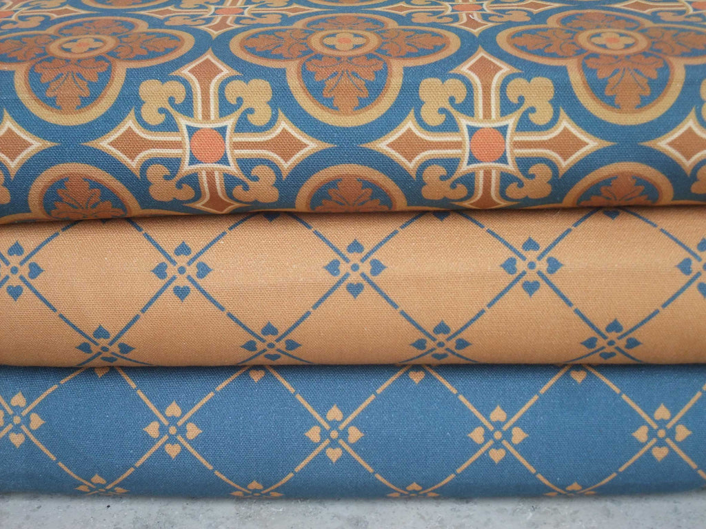 Halbpanama, Meterware, "Raute 07", 160cm breit, dunkelblau/braun, Baumwollstoff, navy-tan, Taschen, Kissen