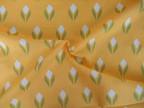 Geschirrtuch, 50x70cm, Baumwolle, Krokusmotiv, gelb mit weiß/grün, Ostern