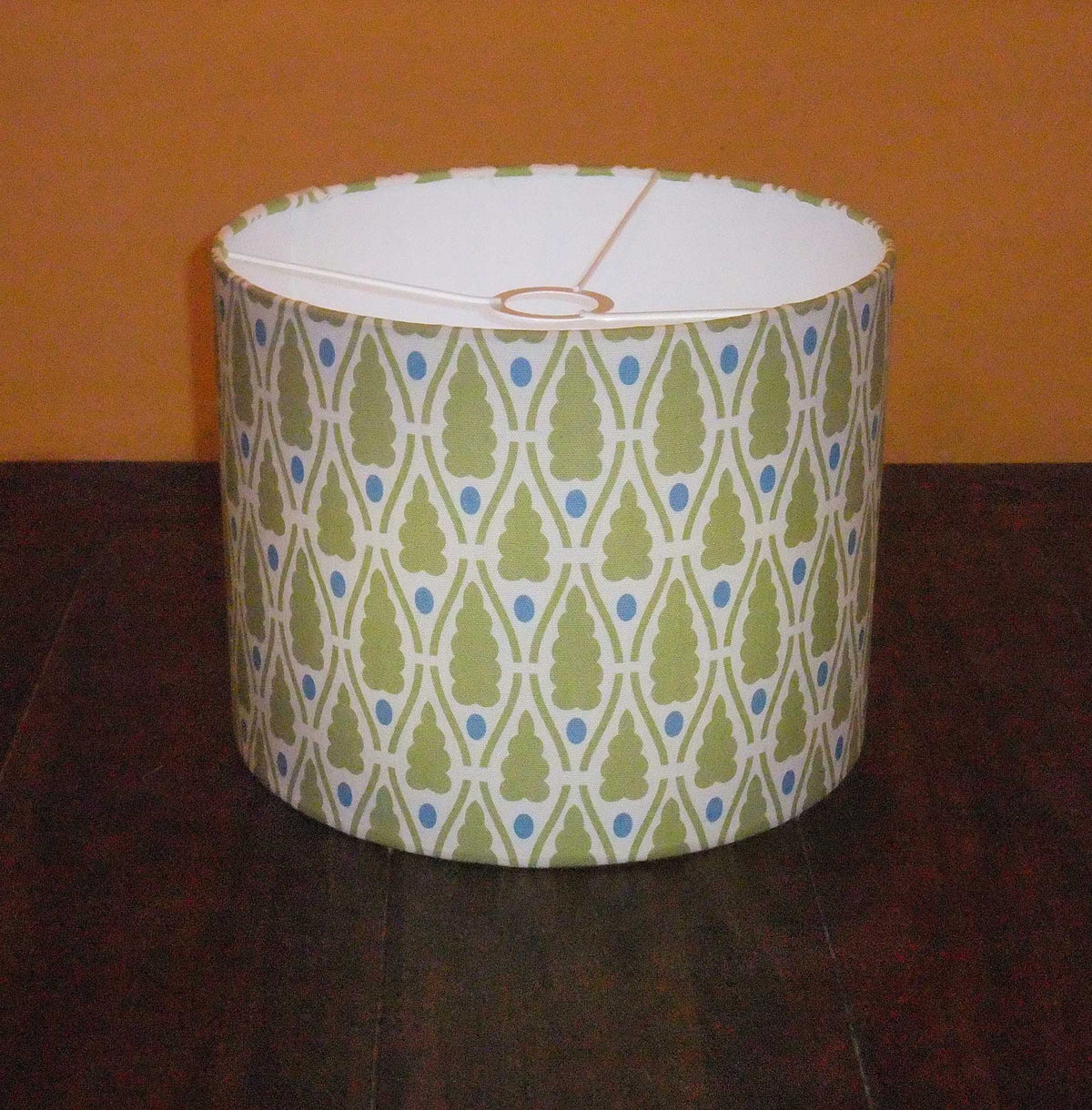 Lampshade, "Winter Forest", 30x23cm, white/green/blue