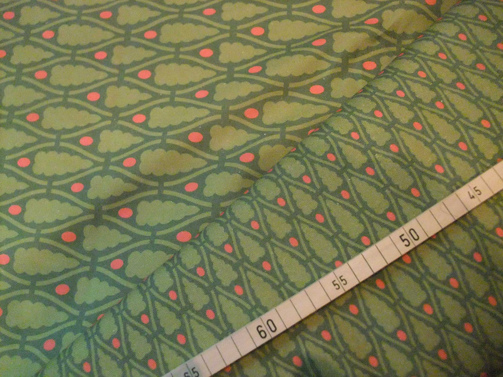 Half Panama by the metre, Christmas, Dark Green, 160cm wide, Cotton fabric, green little trees, for tablecloths, bags, cushions