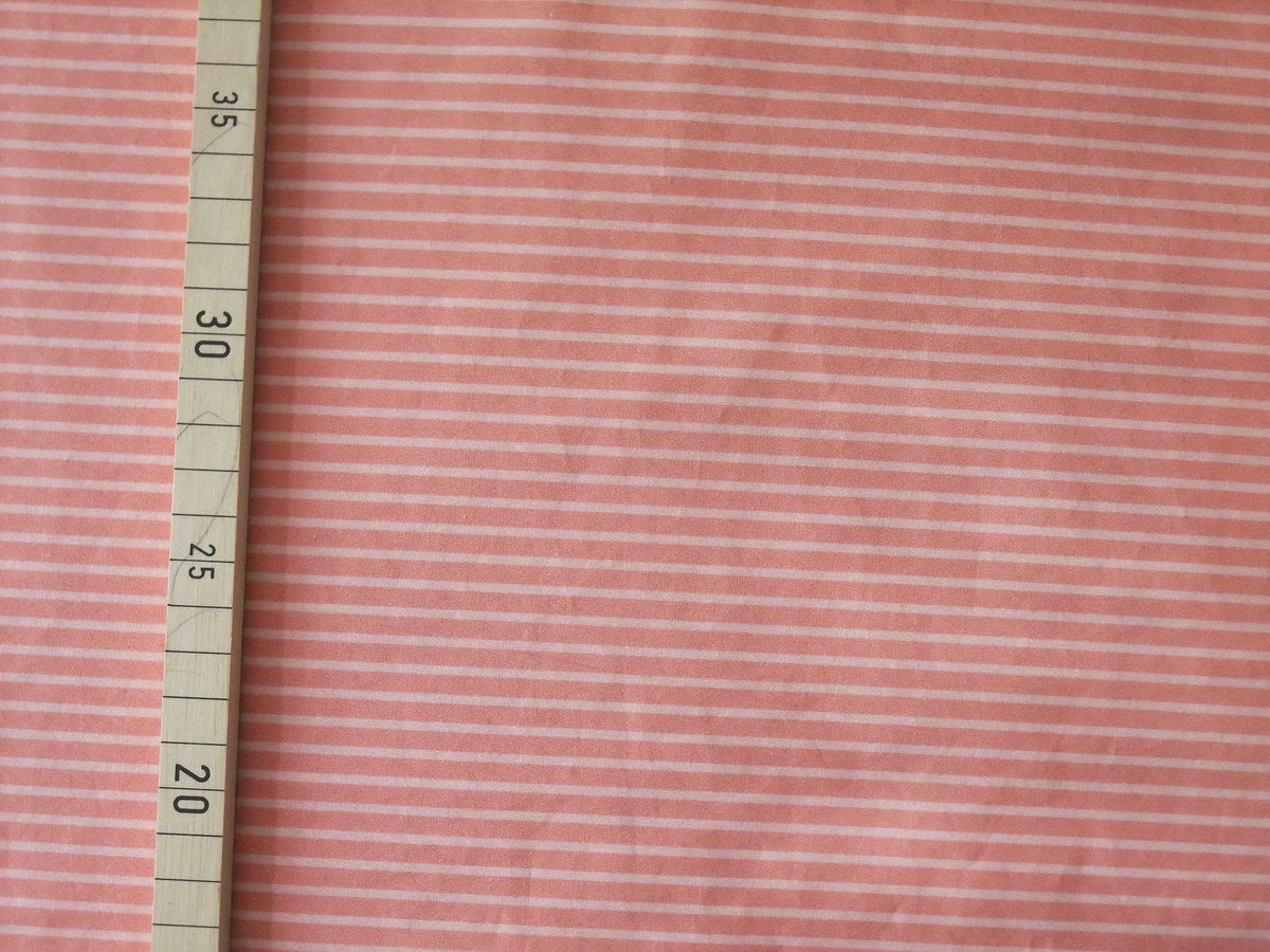 Popeline, Meterware, Baumwollstoff, Bioqualität, Streifen, lachsfarbig-rosa, GOTS, Futterstoff, Webware, Hemden, Blusenstoff, Trachten, Patchwork Dirndl