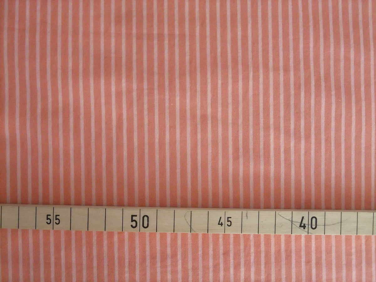 Popeline, Meterware, Baumwollstoff, Bioqualität, Streifen, lachsfarbig-rosa, GOTS, Futterstoff, Webware, Hemden, Blusenstoff, Trachten, Patchwork Dirndl