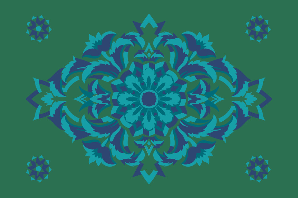 Cushion cover, silver thistle, green-turquoise-blue, 60x 40 cm, cotton, concealed zipper, bird, art deco