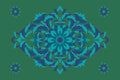 Cushion cover, silver thistle, green-turquoise-blue, 60x 40 cm, cotton, concealed zipper, bird, art deco