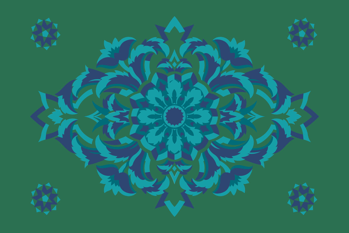 Kissenbezug, Silberdistel, grün-türkis-blau, 60x 40 cm, Baumwolle, verdeckter Reißverschluß, Vogel, art deco