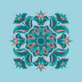 Kissenbezug, Silberdistel, hellblau-türkis-hellrot, 40x 40 cm, Baumwolle, verdeckter Reißverschluß, Art deco