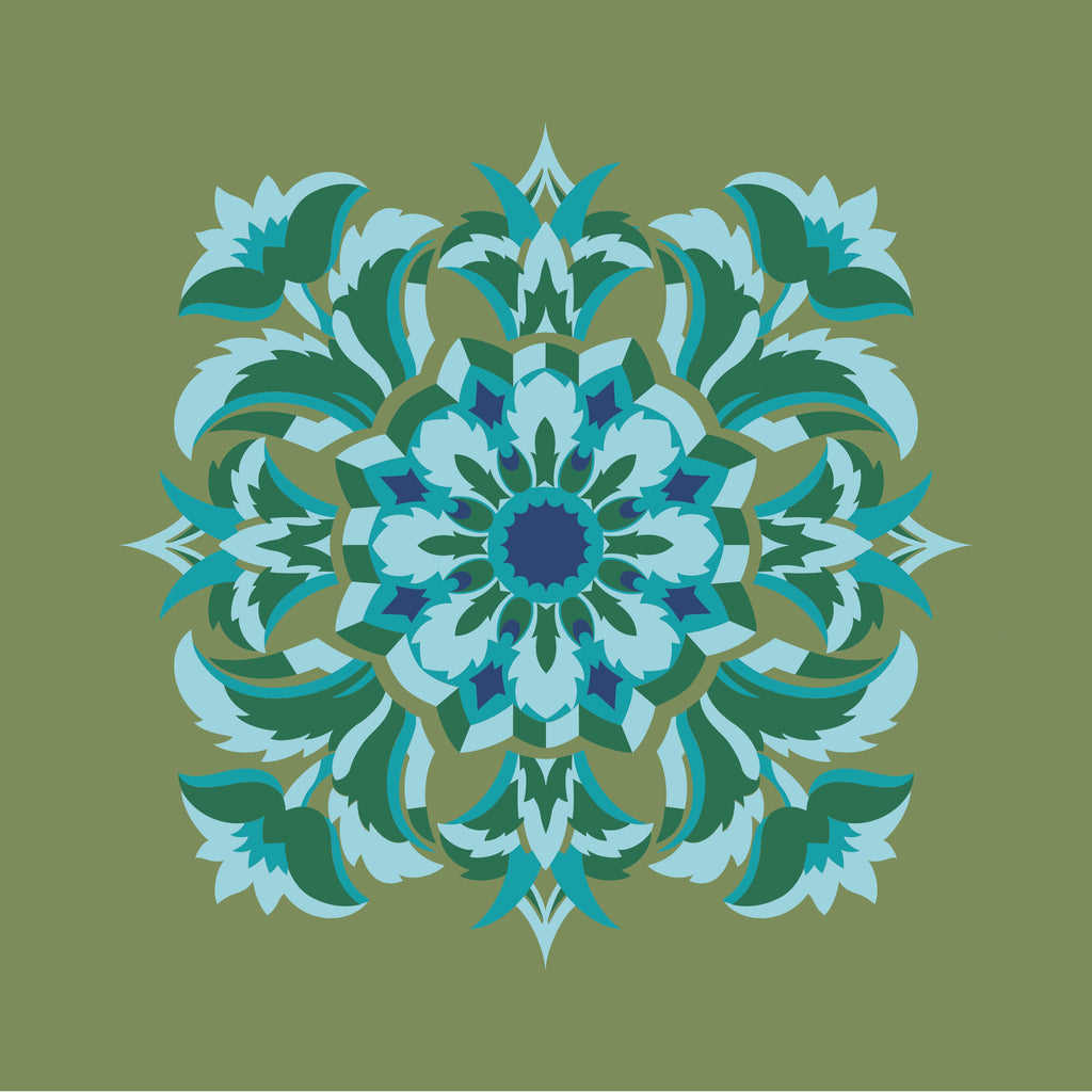 Kissenbezug, Silberdistel, pistaziengrün-grün-hellblau, 40x 40 cm, Baumwolle, verdeckter Reißverschluß, Art deco