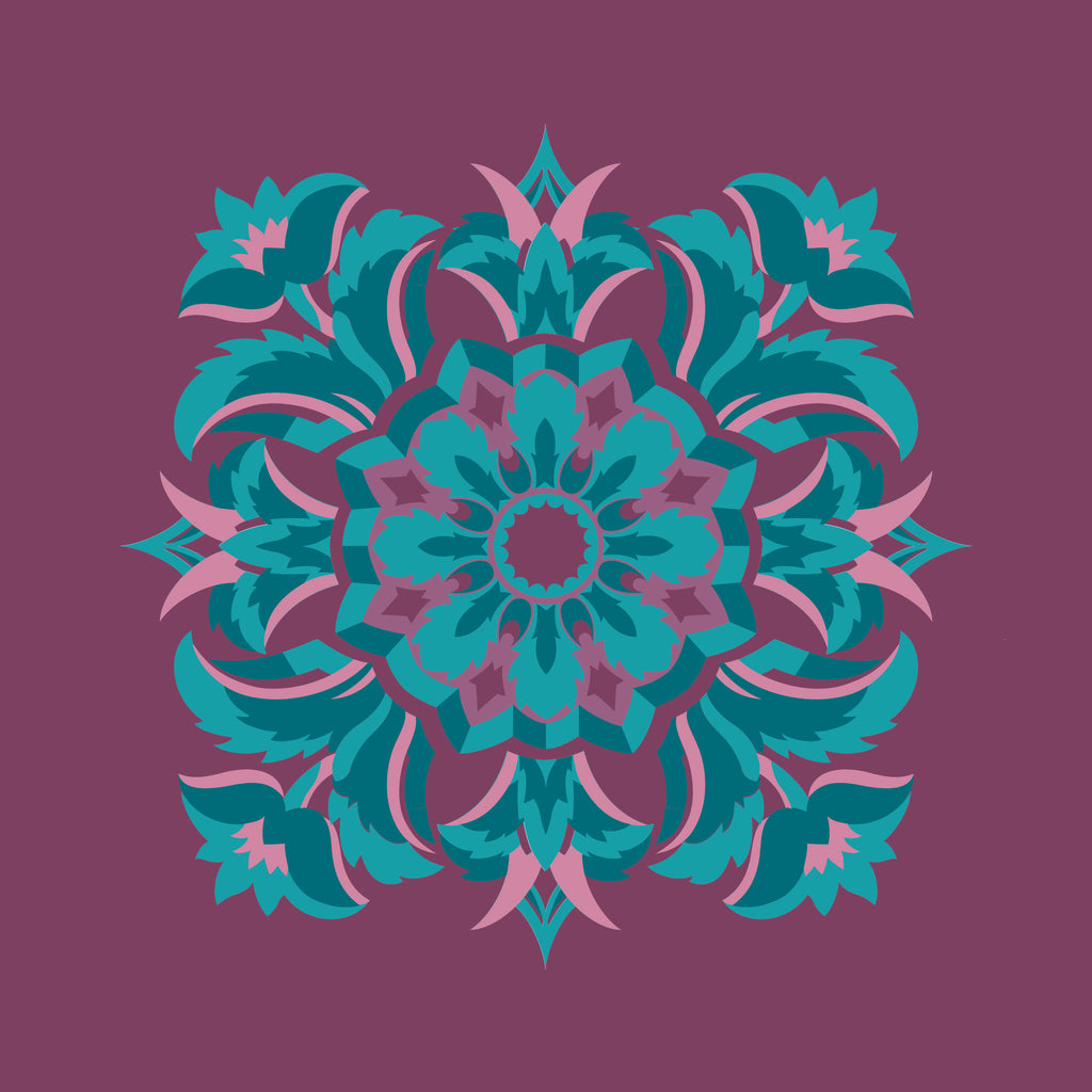 Kissenbezug, Silberdistel, fuchsie-türkis-helltürkis, 40x 40 cm, Baumwolle, verdeckter Reißverschluß, Art deco