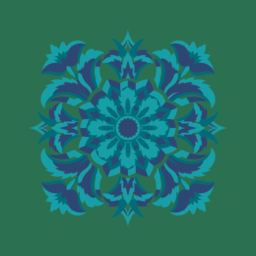 Kissenbezug, Silberdistel, grün-türkis-tintenblau, 40x 40 cm, Baumwolle, verdeckter Reißverschluß, Art deco