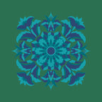 Kissenbezug, Silberdistel, grün-türkis-tintenblau, 40x 40 cm, Baumwolle, verdeckter Reißverschluß, Art deco